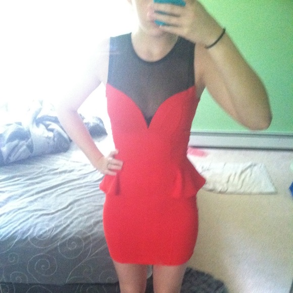 Bebe Dress Orange Red - Picture 8 of 9